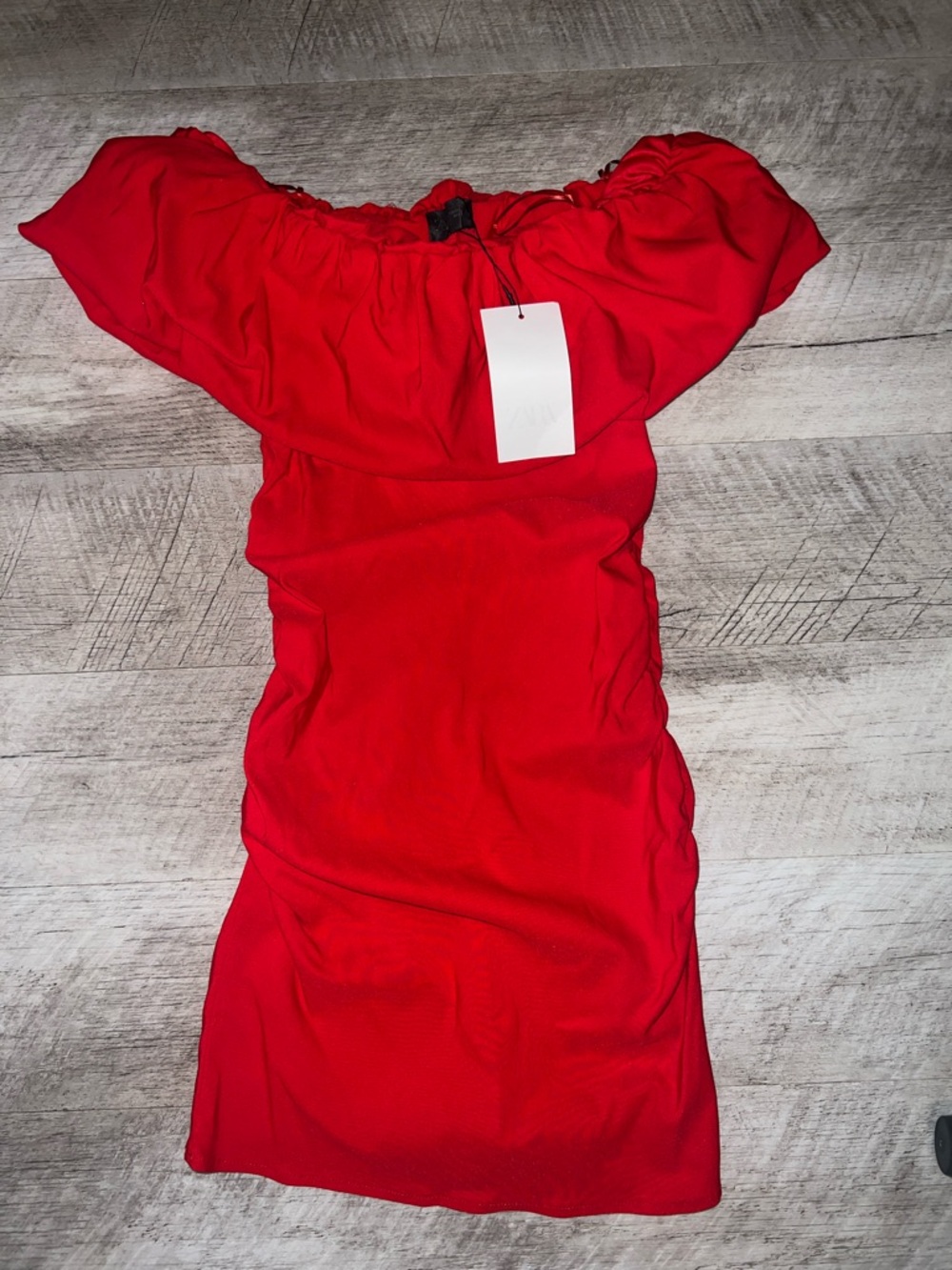 Zara Off-Shoulder Red Bodycon Dress